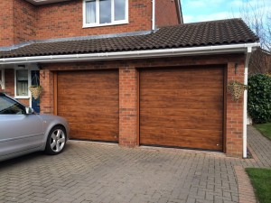 Ryterna Flush Slick Wood style sectional garage doors installed in Congleton Cheshire